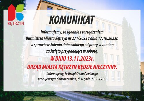 UWAGA - informacja dot. pracy Urzędu Miasta Kętrzyn