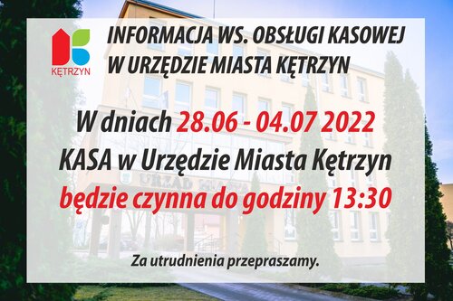 Informacja w sprawie Obsługi Kasowej w Urzędzie Miasta Kętrzyn