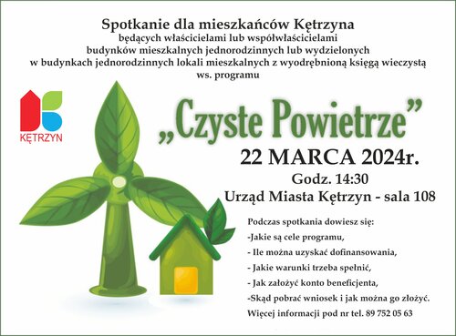 Spotkanie dla mieszkańców Kętrzyna w sprawie Programu „Czyste Powietrze”