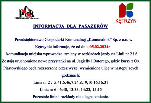 Informacja dla pasażerów komunikacji miejskiej