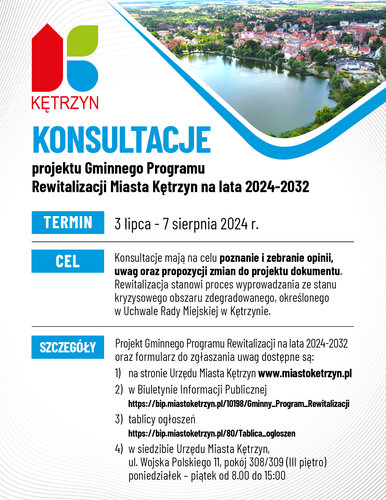 Konsultacje społeczne projektu Gminnego Programu Rewitalizacji Miasta Kętrzyn na lata 2024-2032
