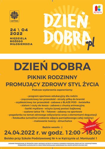 Zapraszamy na Dzień Dobra - Piknik Rodzinny promujący zdrowy styl życia! 24 kwietnia w Kętrzynie!