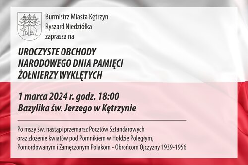 Burmistrz Miasta zaprasza na obchody Dnia Pamięci Żołnierzy Wyklętych - 1 marca godz. 18:00