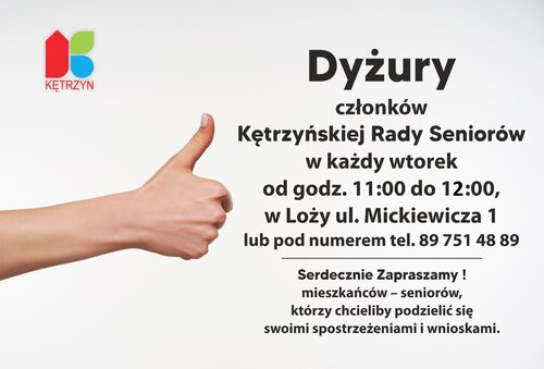 Informacja ws. dyżurów Kętrzyńskiej Rady Seniorów