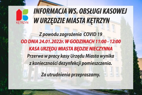 Informacja ws. Obsługi Kasowej w Urzędzie Miasta Kętrzyn