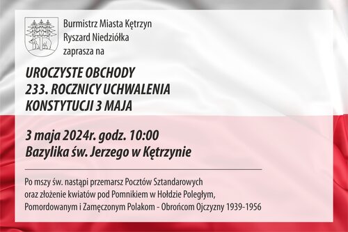 Zapraszamy na obchody 233. rocznicy Uchwalenia Konstytucji 3 Maja