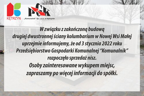 Rozpoczęto sprzedaż nisz w kolumbarium w Nowej Wsi Małej