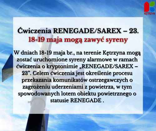 UWAGA ‼️ Ćwiczenie RENEGADE z wykorzystaniem systemów alarmowania ludności