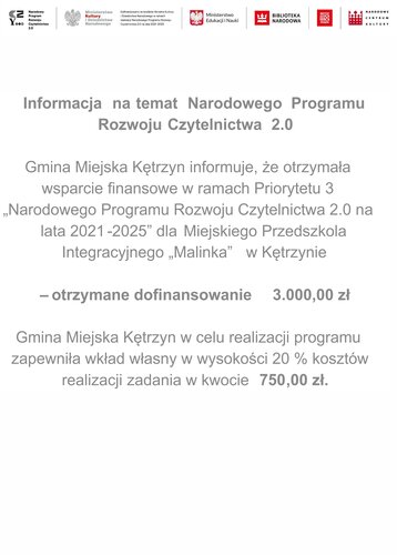 Informacja na temat Narodowego Programu Rozwoju Czytelnictwa 2.0 - 2023