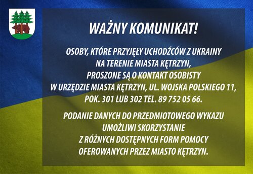 WAŻNY KOMUNIKAT dla osób, które przyjęły uchodźców