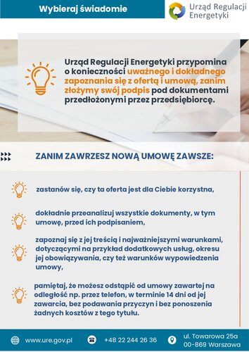 Komunikat URE dot. rachunków za prąd