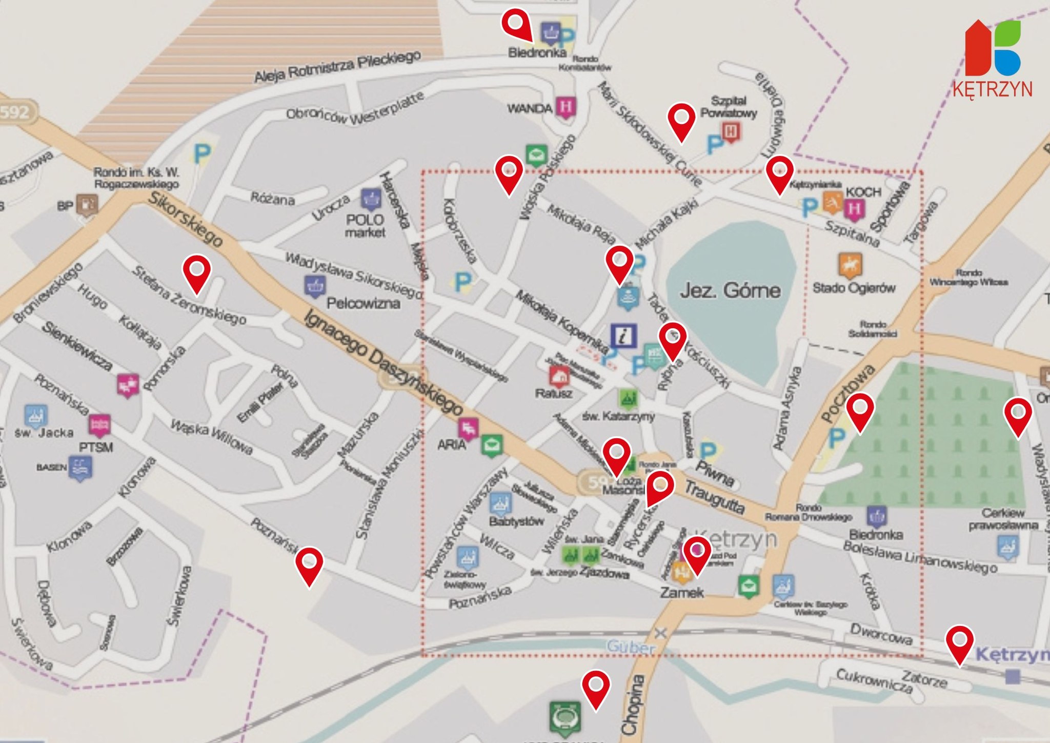 Mapa toalet publicznych w Kętrzynie